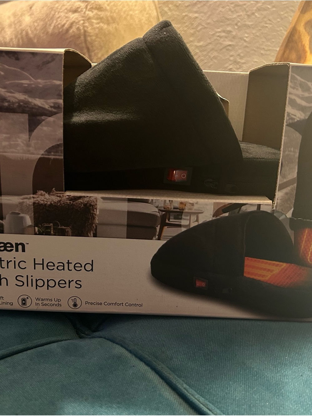 Electric Heated Slippers - Black - Unbranded